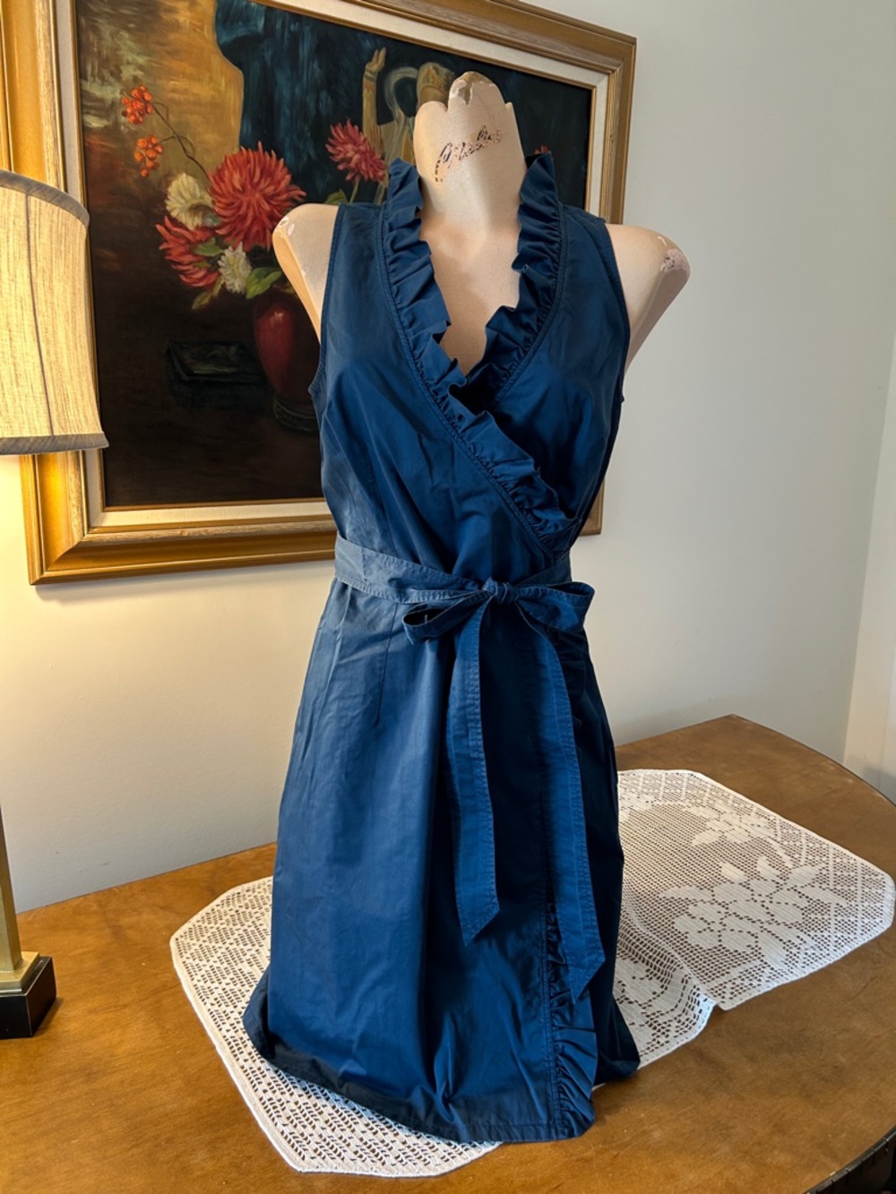 Navy Ruffle Midi Dress. Cute!